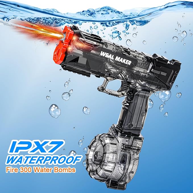 2Packs Electric Water Guns with LED Flash and USB-C Charging, Designed for Epic Aquatic Fun, Automatic Squirt Guns 25-30 FT Range, Outdoor Summer Toys for Backyard Water Theme Party Fun