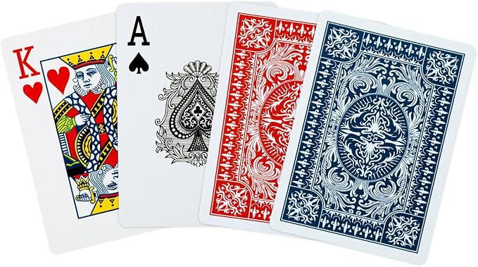 FURWEY Playing Cards 48 Pack,Standard Index,Red and Blue Backs,Large Digital Printing is Easy to Read,Blackjack，Euchre, Canasta Card Game, Poker Cards（Red/Blue）