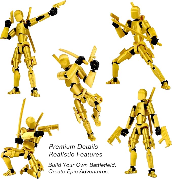 Gatling Gun Titan 13 Action Figure Set【Assembled】, Robot T Action Figure 3D Printed Dummy 13 Action Fidget Toys Figure Articulated, Lucky 13 for Collectors Desktop Decorations (Red-Black)