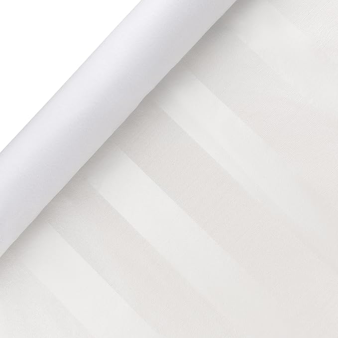 Luxury Table Protector Pad, 2 in 1 Table pad + Great Looking Tablecloth - Heat Resistant, Spill & Stain Proof - Flannel Backing (54x90, White - Silk Stripe)