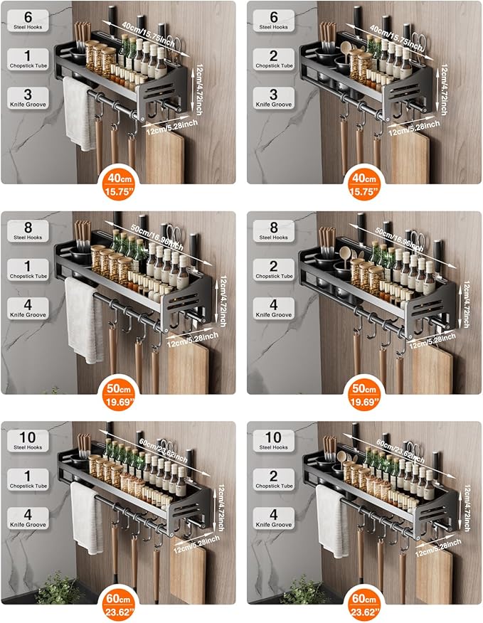 utensil hanger, wall mounted kitchen rail with hooks, waterproof hooks for kitchen utensils, easy installation without drilling (15.8 inches, Cups, 2)