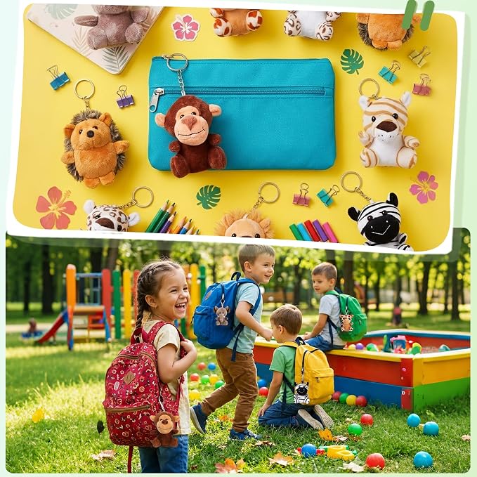 12 Pcs Small Stuffed Animals Bulk - 5 Inch Mini Plush Toys for Kids, Plush Keychain, Carnival Prizes, Claw Machine Prizes, Classroom Treasure Box, Pinata Stuffers, Baby Shower Decorations