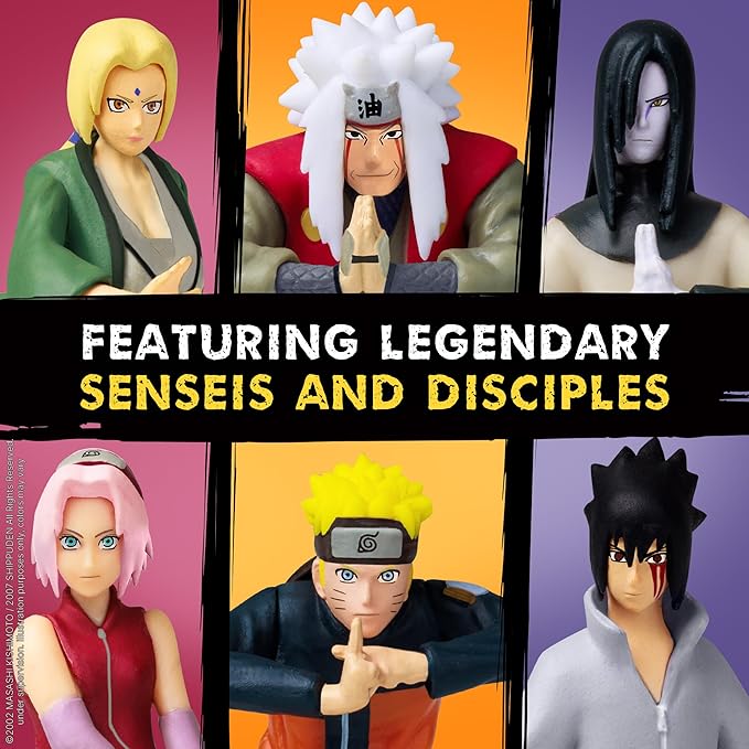 P.M.I. Naruto Shippuden Collectible Mini Figures 6 Pack Deluxe Box | Anime Action Toy Set Featuring Team 7 Ninjas, Akatsuki, Legendary Sannin & Rare Shinobi (Assortment B)