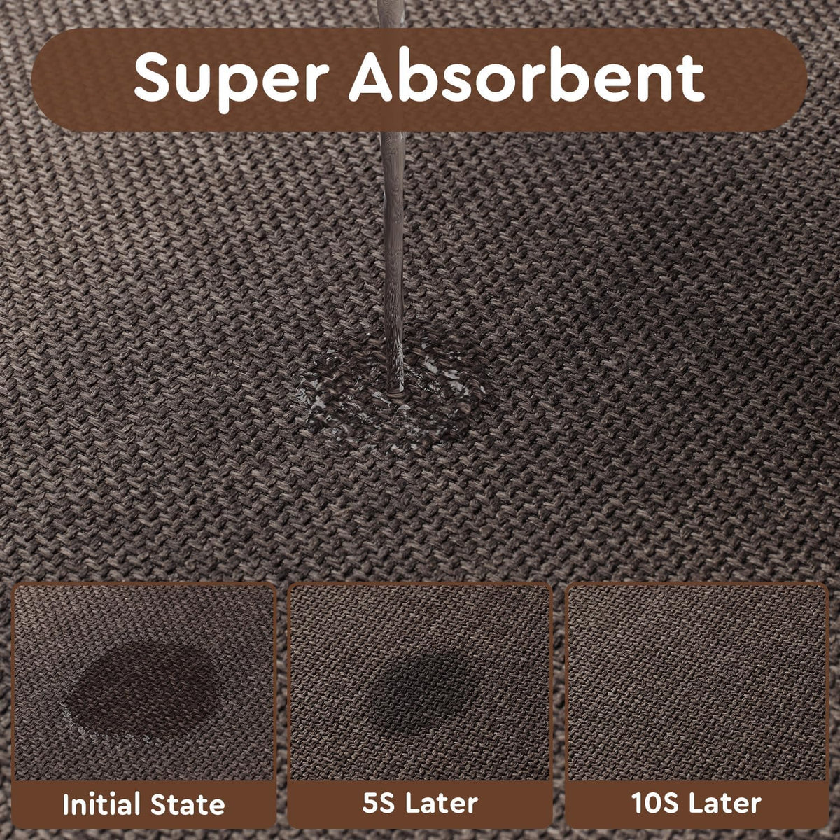 tchdio Kitchen Mats for Floor, Rubber Backed Kitchen Rugs Non Slip Washable, Superior Absorbent Kitchen Runner Rug Easy to Clean, Comfort Kitchen Floor Mat Front of Sink (Brown, 20" × 32")
