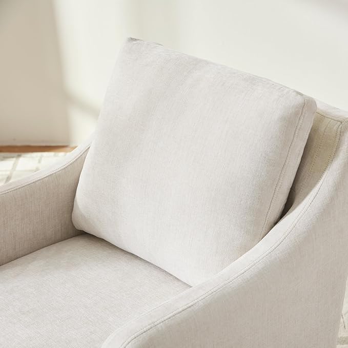 VKNOW Upholstered Dining Chairs Set of 2, Modern Kitchen Chairs Dinner Chairs with 4 Casters, Chenille Armchair for Bedroom Reading Room Living Room, Beige