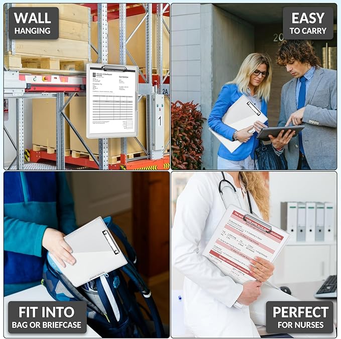 Sooez Clipboard with Storage, Heavy Duty Cleaview Clip Boards 8.5x11 with Dual Storage, Dry Erase Plastic Nursing Clipboard, High Capacity Clipboards Folder for Teacher Nurse, School & Office Supplies