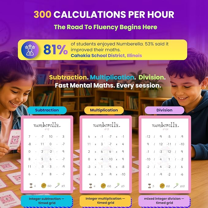 Numberella Deluxe Math Card Game – Level 3 | Ages 13–15, Grades 8–10 | Algebra, Geometry & Statistics | Middle School Math Game | Award-Winning STEM | 432 Questions, 6 Card Types | 2–5 Players