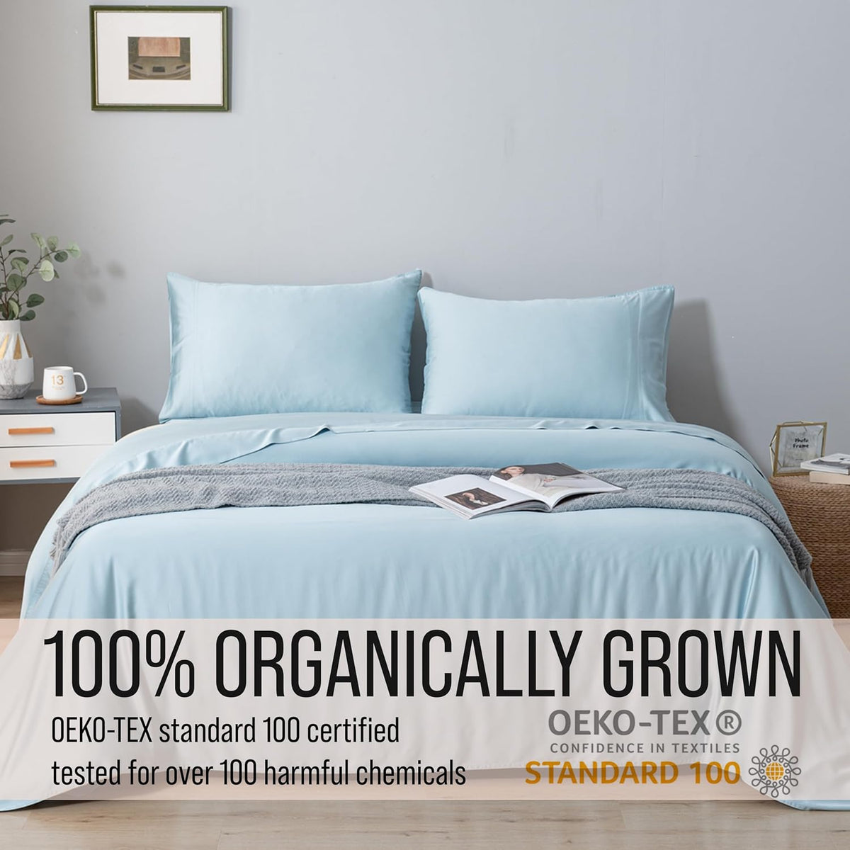 Bella Coterie Luxury Bamboo Viscose Split King Size Sheet Set | 100% Organically Grown | Ultra Soft | Cooling for Hot Sleepers | 18" Deep Pocket [Coastal Blue]