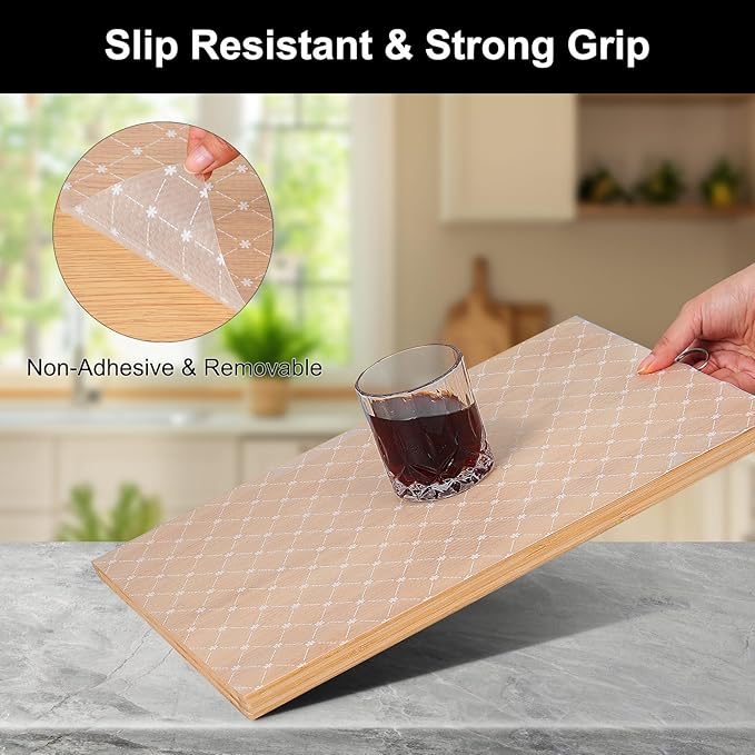 Cooyes Shelf Liner – Premium Non-Adhesive Cabinet & Drawer Liner for Kitchen – Waterproof Shelf Paper with Modern Pattern – Durable EVA Cabinet Mat – Easy to Cut （12" W x 120" L）