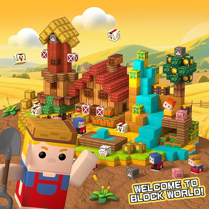 idoot 100PCS Magnetic Building Blocks Set, Farm Themed Kids Magnetic Blocks STEM Toys, Montessori Education for Boys and Girls, Christmas and Birthday Gifts for 3 4 5 6 7 8 9 10 11 12 Years Old