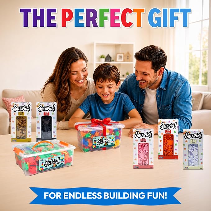 Snapid Building Bricks 400 Pcs Connecting Toy - Strong Durable Colorful Block Set w Storage, Interlinking Construction Blocks for Kids - STEM Development, Creativity and Educational Children Toys, 4+