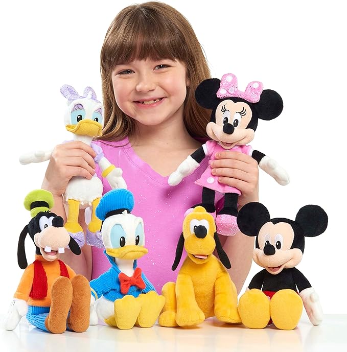 Disney Junior Mickey Mouse and Minnie Mouse Beanbag Plushie 2-Pack Stuffed Animals, Kids Toys for Ages 2 Up by Just Play