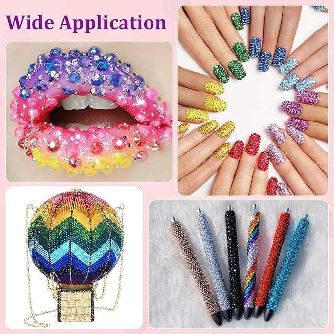 2 Boxes Jelly Rhinestones for Bedazzling, 40000Pcs 3/4/5mm Multicolor Flatback Resin Gems for Crafting, Bedazzler Kit with Tweezer for DIY Crafts Tumblers Shoes Fabric Decor Nail Art