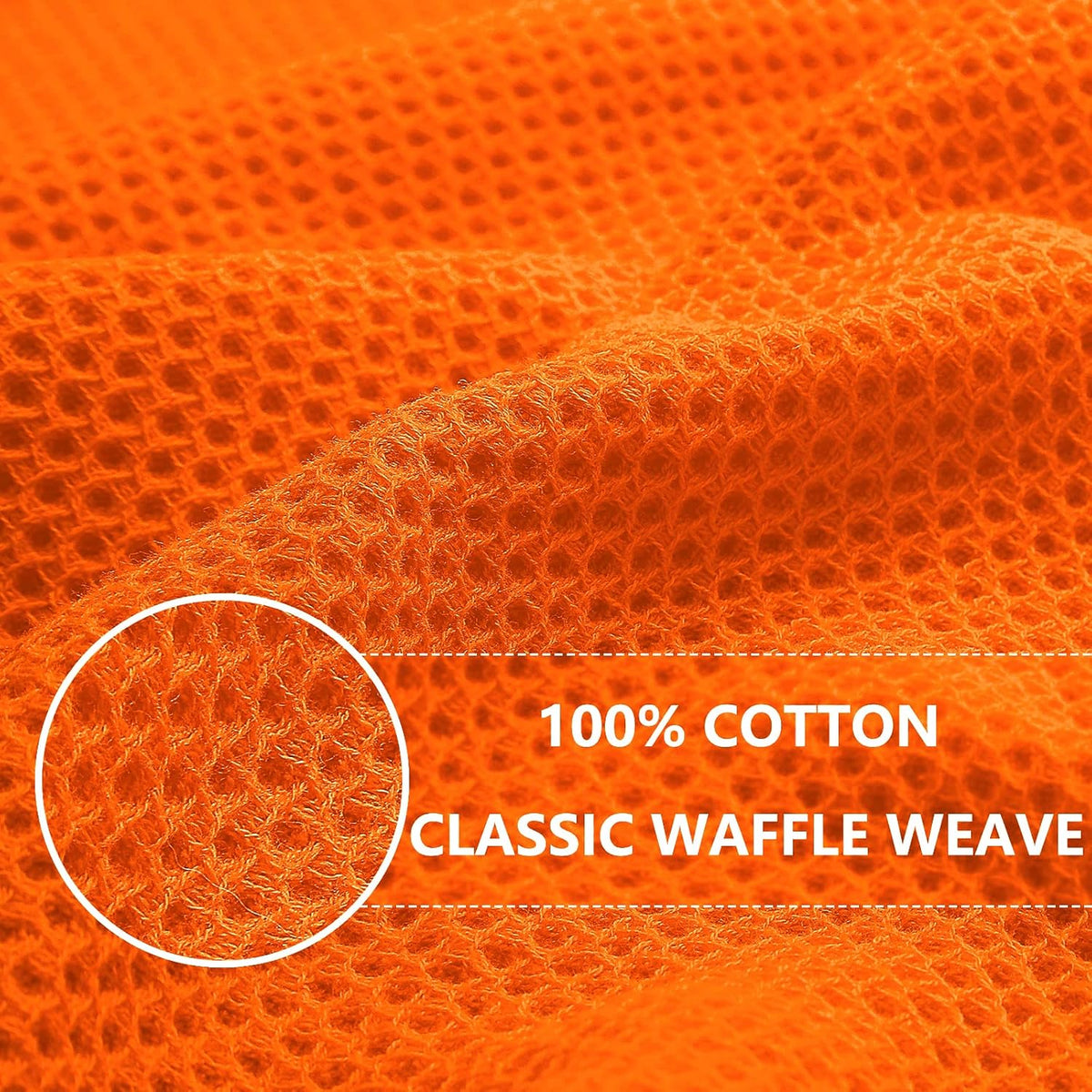 Homaxy 100% Cotton Waffle Weave Kitchen Dish Towels, Ultra Soft Absorbent Quick Drying Cleaning Towel, 13 x 28 Inches, 4-Pack, Orange