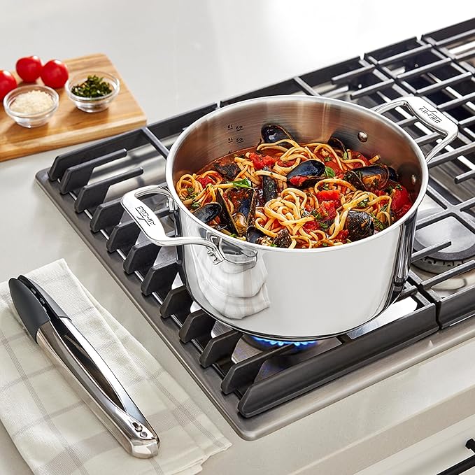 All-Clad Stockpot 8 qt Stainless Steel Multipot With Insert & Lid, Stainless Steel Pot, Induction, Oven Broiler Safe 600F Skillet, Professional Cookware, Silver