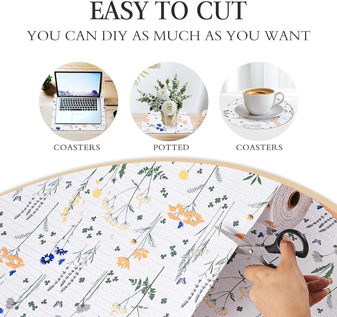 Beautysaid Shelf and Drawer Liner for Kitchen Cabinet, Non Adhesive Non Slip Shelf Paper Waterproof Washable Thickened for Dresser Pantry Shelve Bathroom Protector Liner(Floral,12 in x 30 FT)