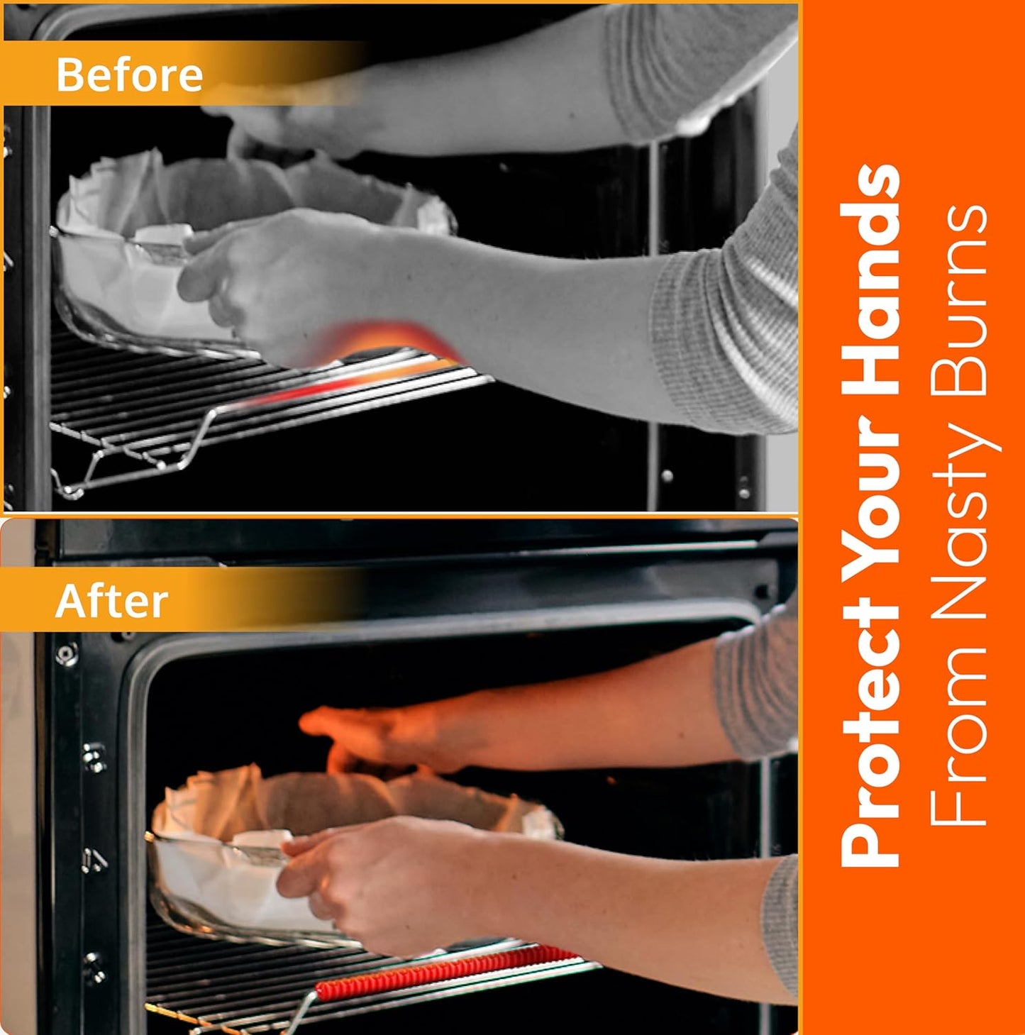 Oven Liners for Bottom of Oven (2-pack) Bundled with Rack Shield Guard (2-pack) - Large Mats for the Bottom (17"x 25") and 14" Silicone Rack Protector - Reusable & Heat Resistant Kitchen Accessories