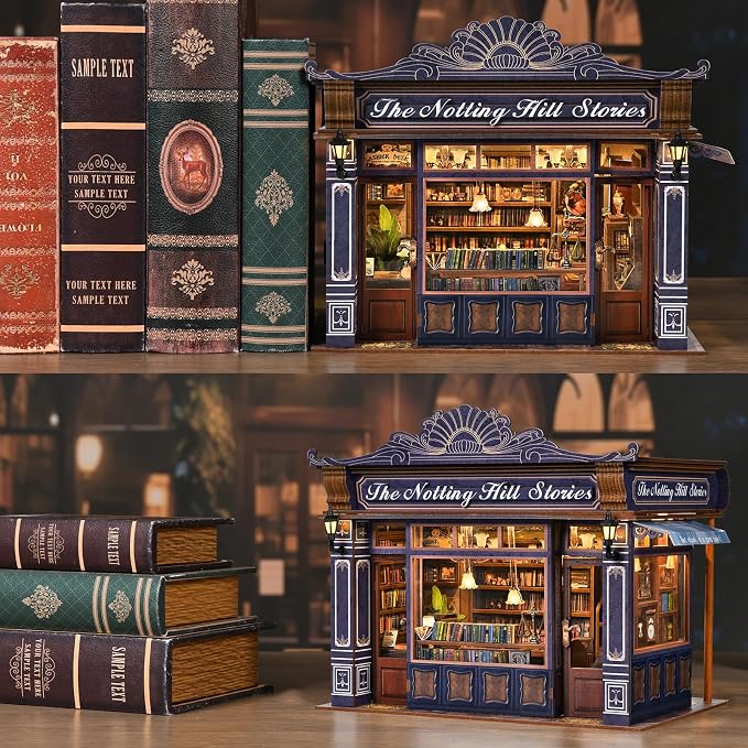 TOYQI Book Nook Kit, DIY Miniature Dollhouse Kit for Adults and Teens | Booknook Tiny House Kit Bookshelf Decoration 3D Wooden Puzzle Bookend