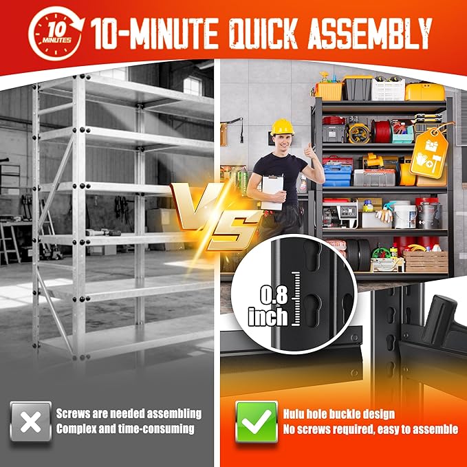 Set of 4 Garage Shelving-2050 lbs 5 Tier Storage Shelves,Adjustable Heavy Duty Metal Shelving Unit and Storage Large Rack,Utility Steel Shelf for Warehouse Industrial Pantry Basement 71"x46"x18"