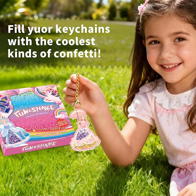 Artnedu Shake-its– Fun&Shake Kit de artesanato com Glitter para crianças, Artes e artesanato DIY com chaveiros,Unicórnios e Princesas,Creative Gift for Girls & Boys Ages 4, 5, 6, 7, 8, 9, 10