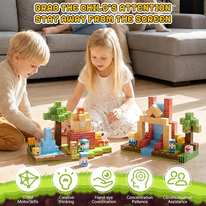 150PCS Magnetic Blocks, Magnetic Building Blocks, 0.78in Magnetic Building, STEM Game Stacking Toys for Kids, Birthday Gifts for Boys and Girls Age 3+ Years Old