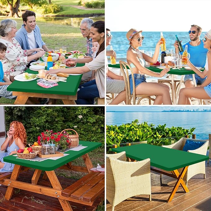 homing Rectangle Table Cloth Cover, Waterproof Polyester Elastic Fitted Tablecloth, Fits for 4 Foot Folding Tables, Washable Table Protector for Christmas, Holiday, Party (Hunter Green, 24" x 48")