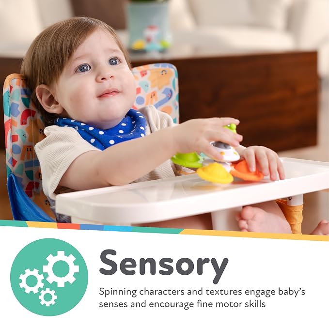 Nuby Suction Spinner Toys with Spinning Poppers – 3 Pack Baby Fidget Toys for High Chair & Bath, Space Theme, 12m+