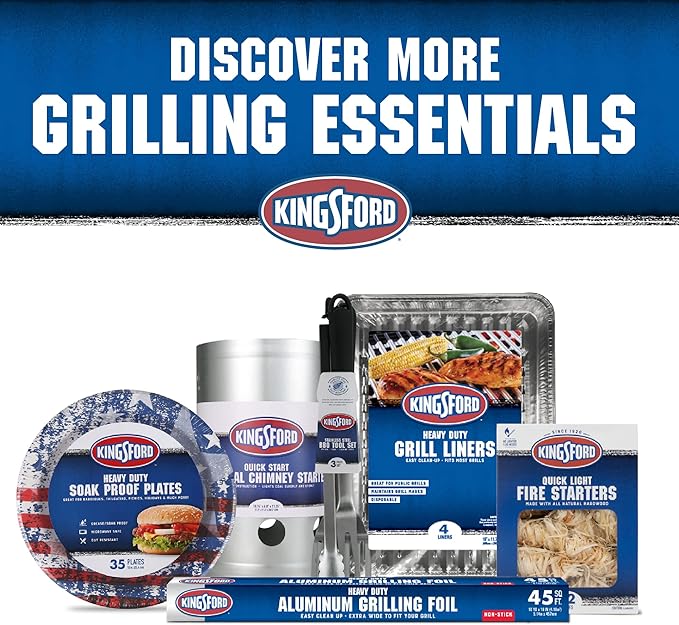 Kingsford Disposable Grill Liners, Heavy Duty Aluminum Foil Grill Toppers for Outdoor BBQ Grills, Helps Prevent Food and Sauce Falling Through Grates, 16 x 11.75 in, 4 Count