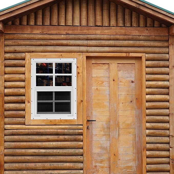 NeatiEase Upgraded Shed Windows 2 Pack, 24" x 36" Windows with Tempered Glass and Stainless Steel Screen for Shed, Chicken Coop, Playhouse, Household, Garage(White)