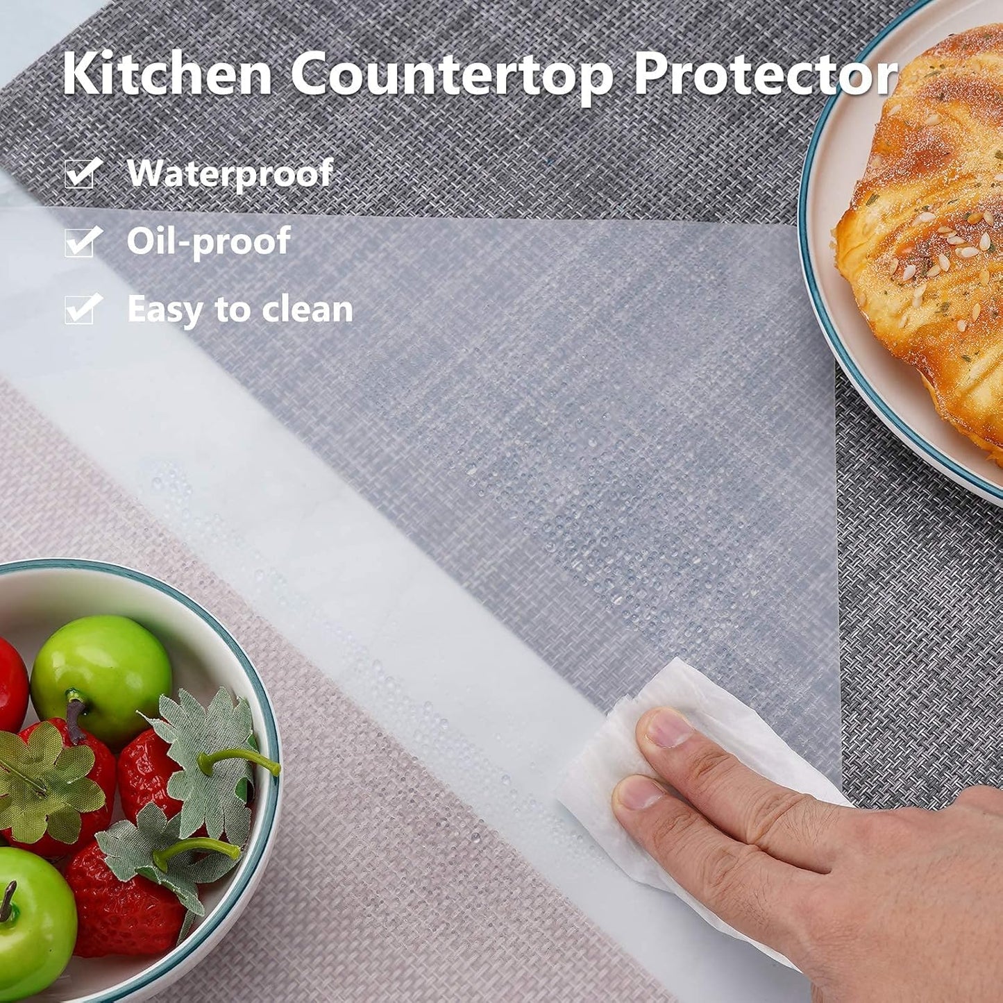 Gartful 2pcs Silicone Mats for Kitchen Counter, Large Heat Resistant Mat, 25 x 17 inches Countertop Protector, Non-Slip Placemat, Desk Saver Pad, Multipurpose Mat, Semi-Transparent