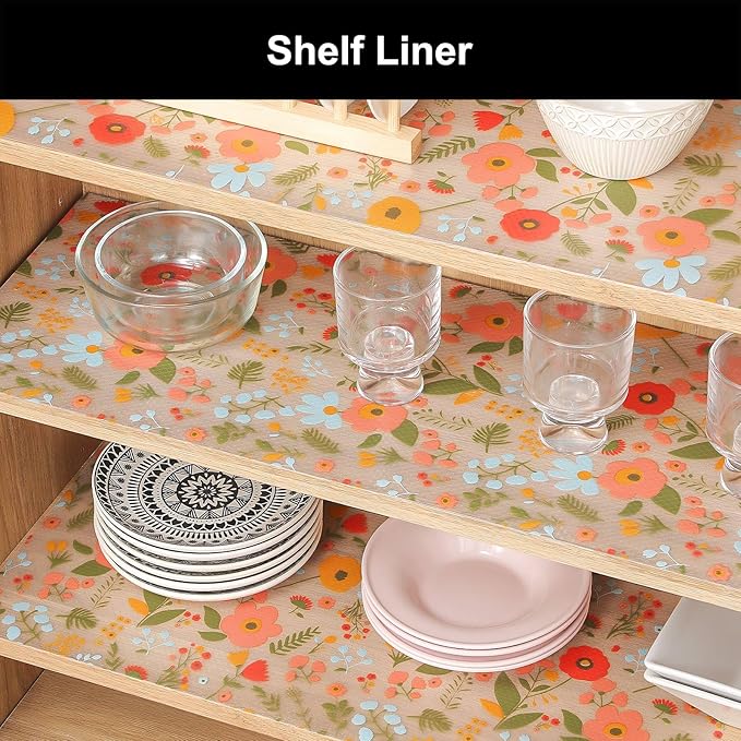Cooyes Shelf Liner – Premium Non-Adhesive Cabinet & Drawer Liner for Kitchen – Waterproof Shelf Paper with Modern Pattern – Durable EVA Cabinet Mat – Easy to Cut （24" W x 120" L）