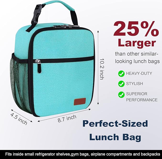Femuar Lunch Box for Men Women Adults Small Lunch Bag for Office Work Picnic - Reusable Portable Lunchbox, Light Blue