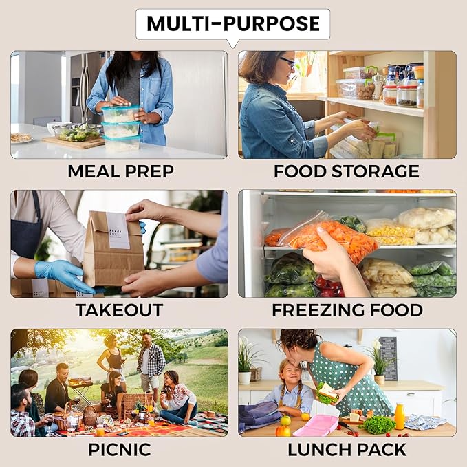 Klex 28 Oz, 50 Sets Meal Prep Containers with Airtight Lids, BPA Free, Reusable Plastic Food Container, 28 oz, Rectangular, Black/Clear, 50 Sets
