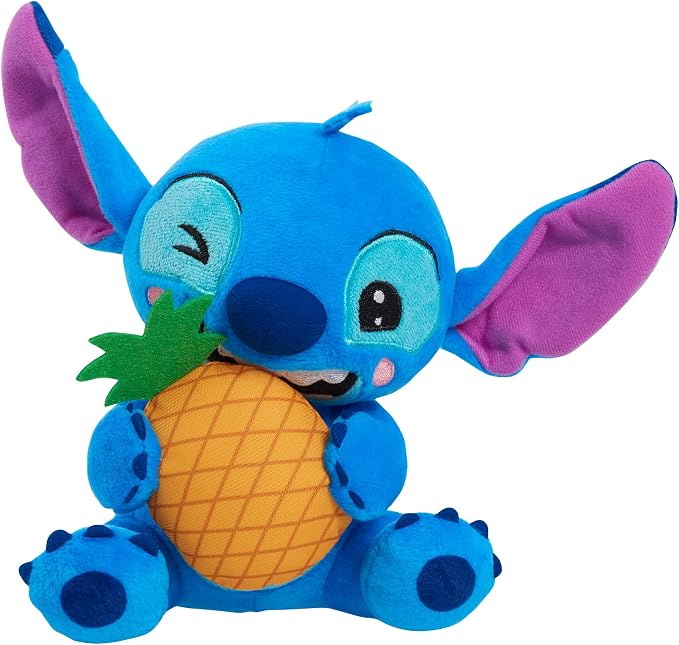 Disney Stitch Small Plush Stitch and Pineapple, Stuffed Animal, Blue, Alien, Kids Toys for Ages 2 Up by Just Play