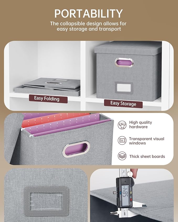 Oterri File Organizer, File Box, File Cabinet for Letter File Folder Storage, Hanging File Organizer for Office/Decor/Home,Document Organizer, 1 Pack,Gray-Box Only