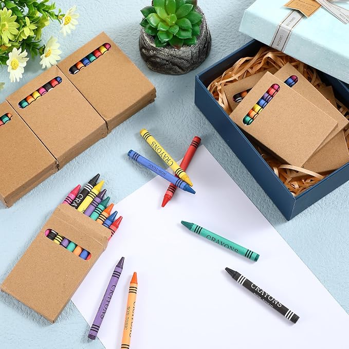 6 Packs Crayons Bulk Back to School Crayon 8 Color Crayon Individual Packs Mini Wrapped Wax Washable Crayons for Student Gifts School Supplies Classroom Rewards Gifts