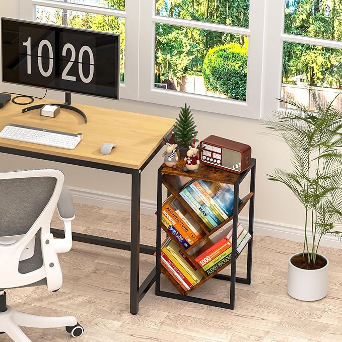 Small Bookcase - 5 Tier Tree Bookshelf with EVA Pads, Book Shelf for Small Spaces Bookshelves Wooden Book Storage Organizer Shelves for Hardcover Books Bedroom Living Room