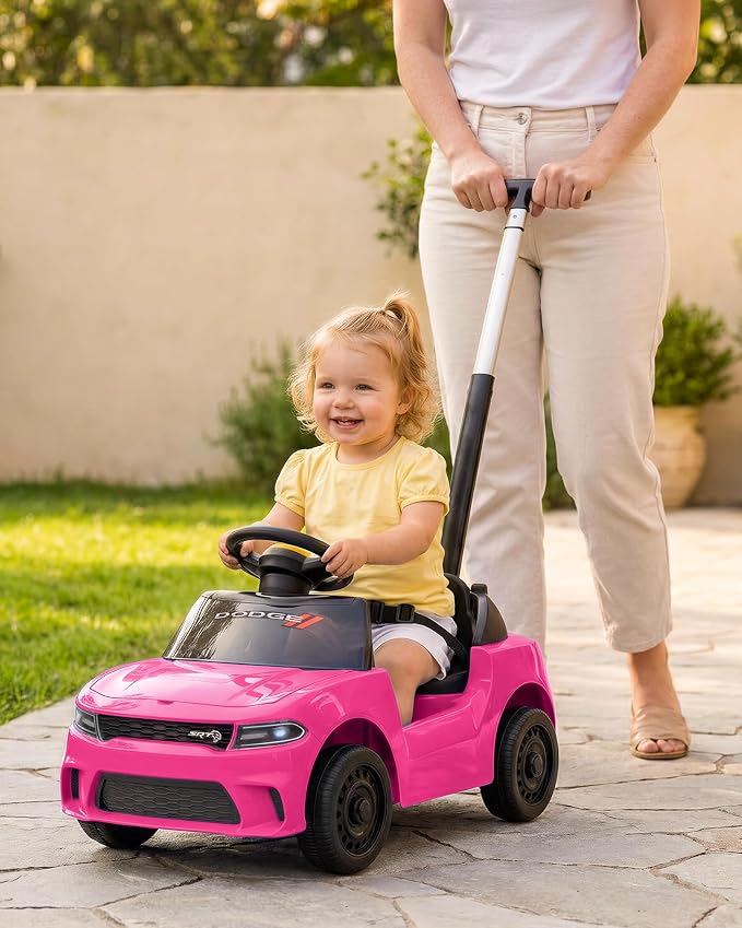 Licensed Dodge Ride on Push Car for Toddlers 1-3 Years with Handle & Music