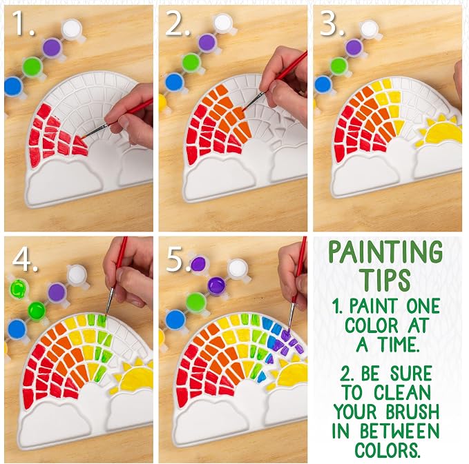 Creative Roots Paint Your Own Rainbow Stepping Stone Craft Kits for Kids, Ceramics to Paint, Ages 6+