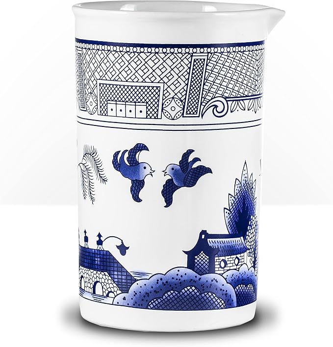 Piña Barware Seamless Professional Porcelain Mixing Glass – 600mL / 20oz (Traditional Blue Willow Pattern, 1)