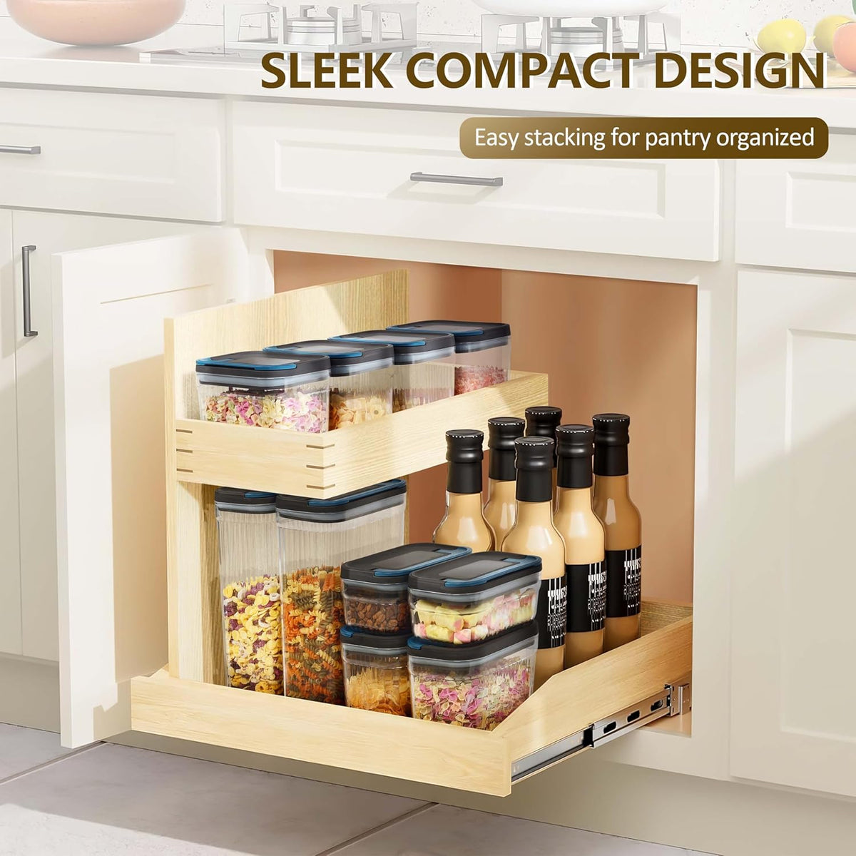 2 PACK Food Storage Containers with Airtight Lids, 112oz Tall Kitchen Food Container, BPA Free, Dry Food Storage for Pasta, Spaghetti, Cereal, Flour Pantry Organization, Navy
