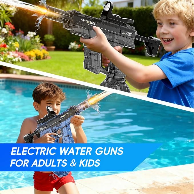 2PCS Electric Squirt Water Gun for Adult & Kids, Automatic Water Blaster Toy with Battery Powered, Long Range & High Capacity, Water Pistol for Outdoor Pool Beach Backyard Play Water Game