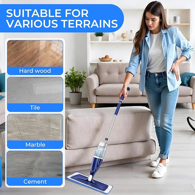 3 Pack Microfiber Cleaning Pads are Compatible with Bona Mop,18 Inch Replaceable Mop Pad Refill,Washable & Reusable Blue Microfiber Mop Pads for Hardwood and Hard-Surface Floors