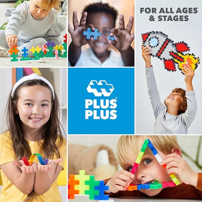 PLUS PLUS Rainbow Mix Tube - Mini Interlocking Building Blocks Set, Stem Toys for Kids - Sensory Bin Fillers/Math Manipulatives Classroom Must Haves Gifts for Boys & Girls