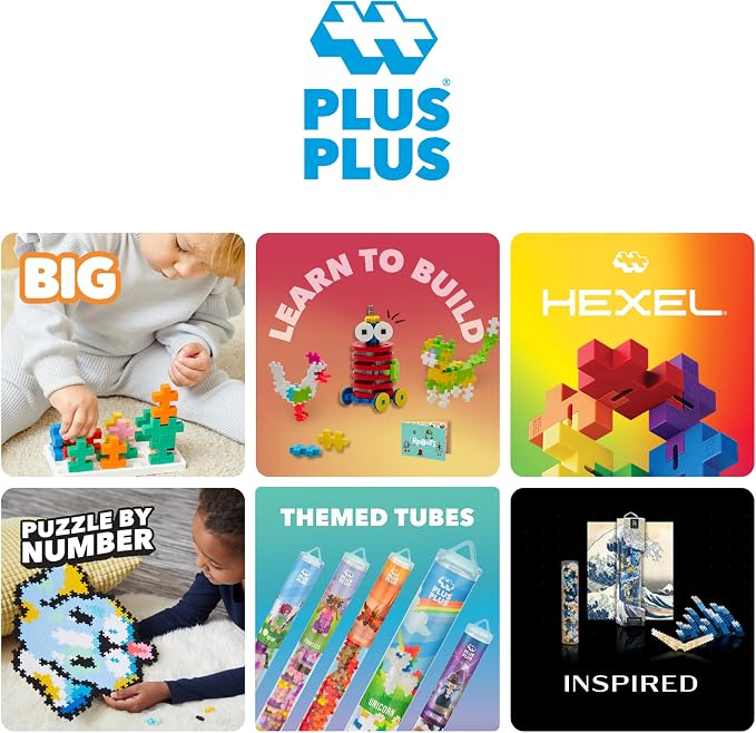 PLUS PLUS Rainbow Mix Tube - Mini Interlocking Building Blocks Set, Stem Toys for Kids - Sensory Bin Fillers/Math Manipulatives Classroom Must Haves Gifts for Boys & Girls