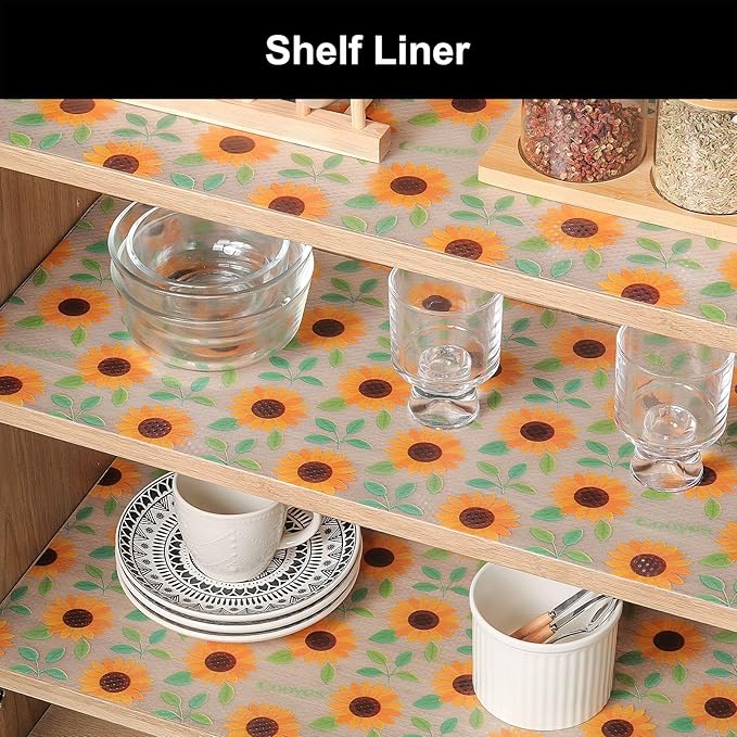 Cooyes Shelf Liner – Premium Non-Adhesive Cabinet & Drawer Liner for Kitchen – Waterproof Shelf Paper with Modern Pattern – Durable EVA Cabinet Mat – Easy to Cut （24" W x 240" L）