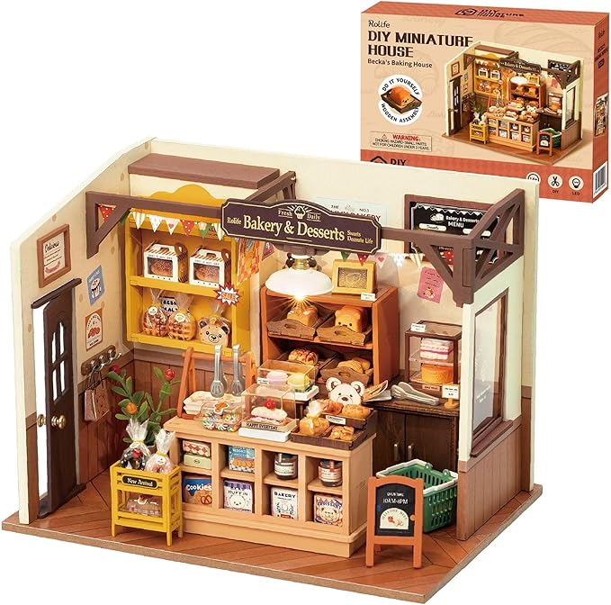 Rolife Miniature House Kit for Beginners-1:20 DIY Miniature Dollhouse Kit with LED Lights-Tiny House Crafts for Adults-Birthday Gifts Hobbies for Women and Men