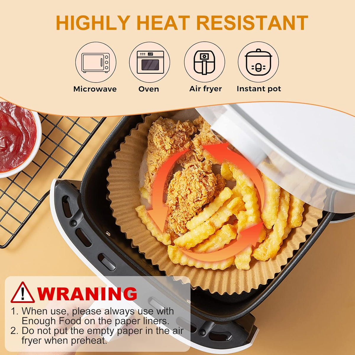Air Fryer Paper Liners: 125Pcs Air Fryer Liner Disposable, Oilproof Waterproof Airfryer Parchment Paper Baking Liner Round Basket(6.5inch)