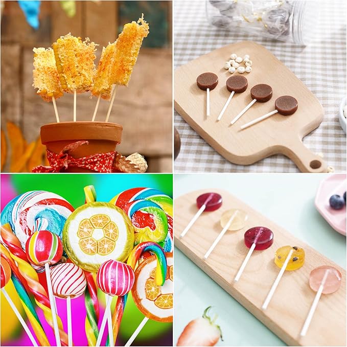 200Pcs 6 Inch White Paper Lollipop Sticks, Paper Sucker Sticks, Cake Pop Stick for Cake Toppers, Chocolate, Cookie, Rainbow Candy ﻿