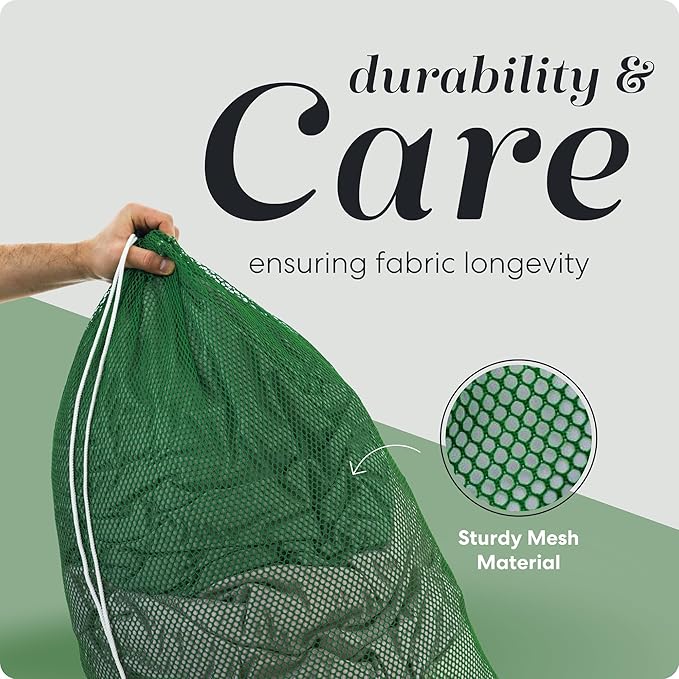 Handy Laundry Mesh XL Laundry Bags - Durable, Machine Washable with Secure Drawstring Closure - Perfect for College Dorms, Laundromats, Apartments (Green, Large 24" x 36", 2-Pack)